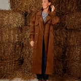 HILAREN CAMEL SUEDE TRENCHCOAT