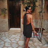 PRECIOSA BROWN HALTER DRESS