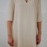 MARIT BEIGE V-NECK DRESS