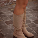 GRACE TAUPE SUEDE HEEL BOOTS
