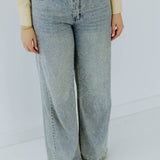 LIGHT BLUE RHINESTONE WIDE LEG JEANS A3022