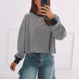 OLIVIA DARK GREEN STRIPED OPEN BACK SWEATER