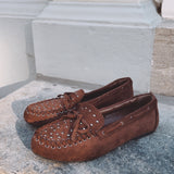 MAUREEN BROWN SUEDE STUDS LOAFERS