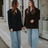 ROXIE BROWN CONTRAST STITCH BLAZER