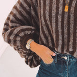 CHESTINA BROWN STRIPED PULLOVER
