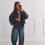 AMELIE DARK BLUE SHINY LEATHER JACKET
