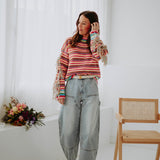 RAINBOW STRIPED MULTICOLOR KNIT SWEATER
