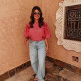 AGADIR RED CHECKERED BLOUSE
