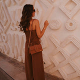 NISRINE CAMEL BUTTON TOP