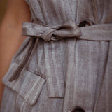 GEORGIA BROWN STRIPED SLEEVELESS BLAZER