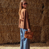 BRONCO BROWN SUEDE FLOWER JACKET