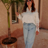 NAWAL WHITE CROCHET BLOUSE JACKET
