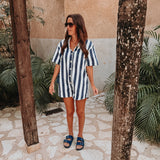 ILUSION DARK BLUE/WHITE STRIPED PLAYSUIT