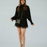 MIRELLA BLACK SATIN DRESS