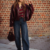 ASHBY BORDEAUX SHINY LEATHER JACKET