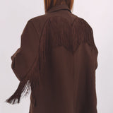 JOLENE BROWN FRINGE BLAZER