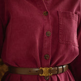 MISTY MORNING BORDEAUX DENIM DRESS