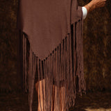 ROSWELL BROWN FRINGE PONCHO