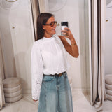 ANNA WHITE EMBROIDERED ONE SHOULDER BLOUSE