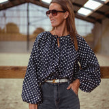 EUDORA DARK BLUE POLKADOTS BLOUSE