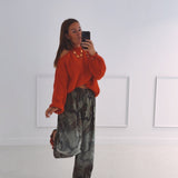 CAMILLE RED CUT-OUT PULLOVER