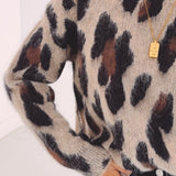 CAPRICE TAUPE LEOPARD PRINT PULLOVER