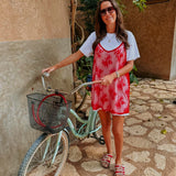 SELVA WHITE DRESS WITH RED LACE