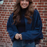 HYACINTH DARK BLUE SUEDE JACKET