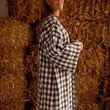 ROSEMARY BROWN LONG CHECKERED COAT