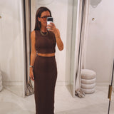 LEEN BROWN TWO-PIECE SET