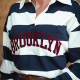 BROOKLYN BLUE/ECRU STRIPED POLO SHIRT