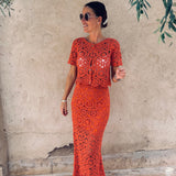 KHALILA TERRACOTTA CROCHET TWO-PIECE SET
