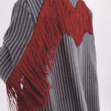 JOLENE DARK GREY STRIPED FRINGE BLAZER