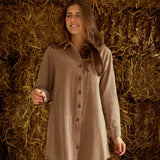 MISTY MORNING LIGHT BROWN DENIM DRESS