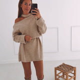 SABINE BEIGE CUT-OUT DRESS