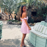 PAMPLOMA PINK OFF SHOULDER DRESS