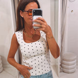 MARLIES ECRU POLKADOTS TOP