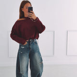 SAAR BORDEAUX CUT-OUT SWEATER