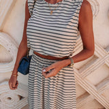 LAYALI BEIGE STRIPED TWO-PIECE SET