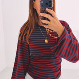 DELANEY BORDEAUX/DARK BLUE STRIPED LONGSLEEVE SHIRT