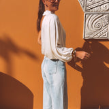 LEONA ECRU ONE SHOULDER BLOUSE