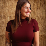 ABIGAIL BORDEAUX TURTLENECK SHORTSLEEVE TOP