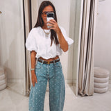 POLKADOTS BLUE BALLOON JEANS A5061