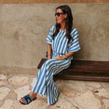 HERMOSILLO BLUE STRIPED BLOUSE