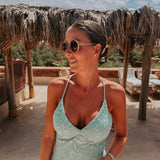 CHADIA MINT GREEN LACE DRESS