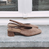 TAUPE SUEDE SLINGBACKS HEELS
