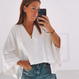 KAREN ECRU V-NECK SWEATER