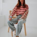 RAINBOW STRIPED MULTICOLOR KNIT SWEATER