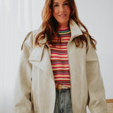 EVELYNE BEIGE SHINY LEATHER JACKET