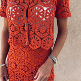 KHALILA TERRACOTTA CROCHET TWO-PIECE SET